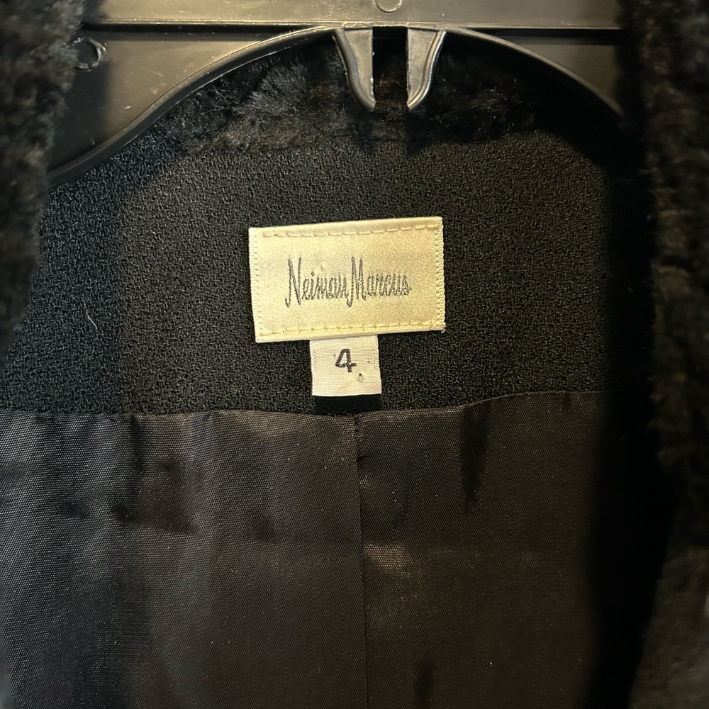 Neiman Marcus Faux Fur Black Coat! - Picture 2 of 5